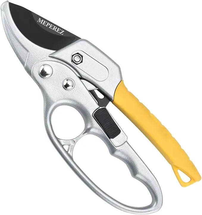 Ultra Sharp Germany Steel Pruning Shears - Cuts 3X Easier, Weak Hand Arthritis Snips, Rust-Resistant, Effortlessly 1-Inch Cut Capacity Garden Scissors, Ergonomic Handle by GreenHaven Gardens
