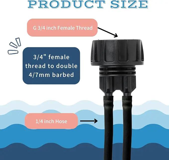 8pcs Garden Hose Adapters, 3/4'' Faucet Convert to 1/4'' Drip Irrigation Tubing, Drip Irrigation Hose Connectors for Outdoor Watering, Fittings with 8pcs Rubber Washers (2 Barbs) by GreenHaven Gardens