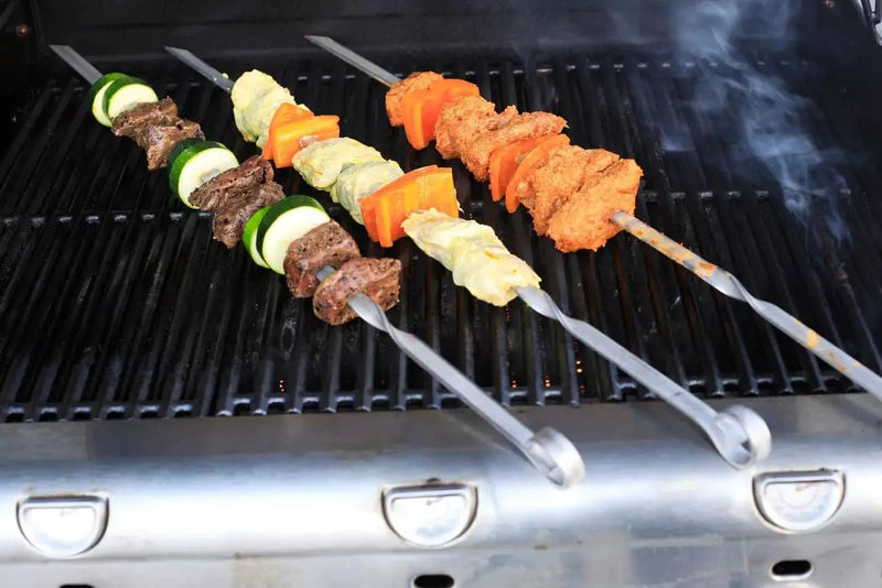 Shish Kabob Skewers, Kebab Skewers 17.7" Stainless Steel Reusable Flat BBQ Sticks for Meat Chicken Shrimp and Vegetable(10-Pack) by GreenHaven Gardens