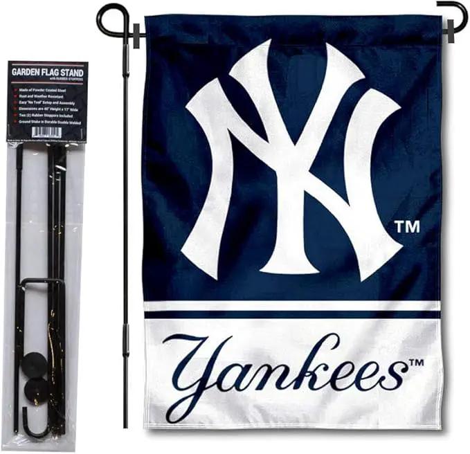 WinCraft NY Yankees Garden Flag with Stand Holder by GreenHaven Gardens