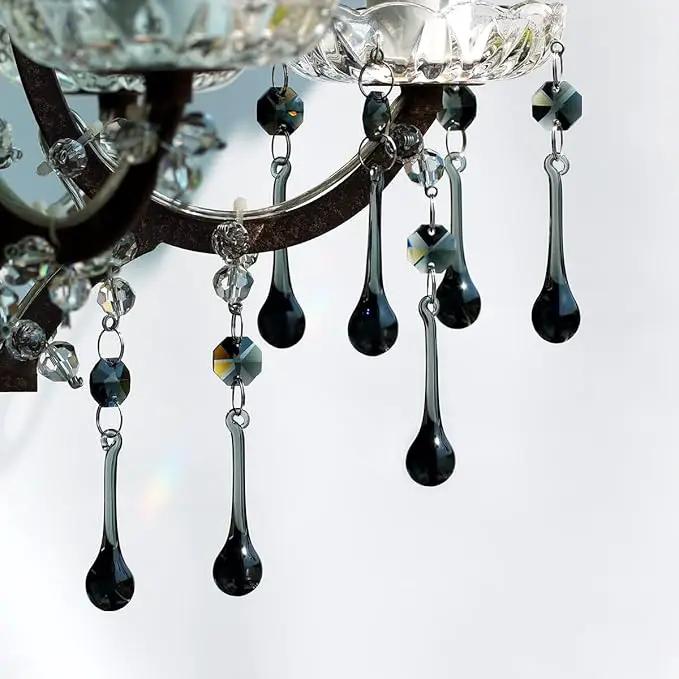 12pcs Raindrop Crystal Chandelier Prisms Parts, 53mm Hanging Crystals Beads for Chandeliers, Home Decoration (Transparent Black) by GreenHaven Gardens
