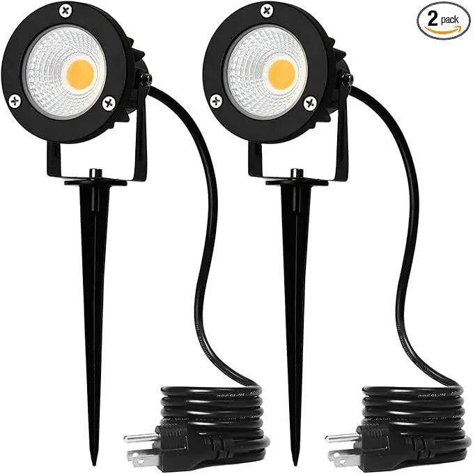 12W LED Landscape Spotlight,120V Landscape Lighting Outdoor for Mounted Flag Pole Light,IP65 Landscape Lights Warm White Garden Decorative Lamp 6FT Cord with US 3 Prong (Base,Stake Included) by GreenHaven Gardens