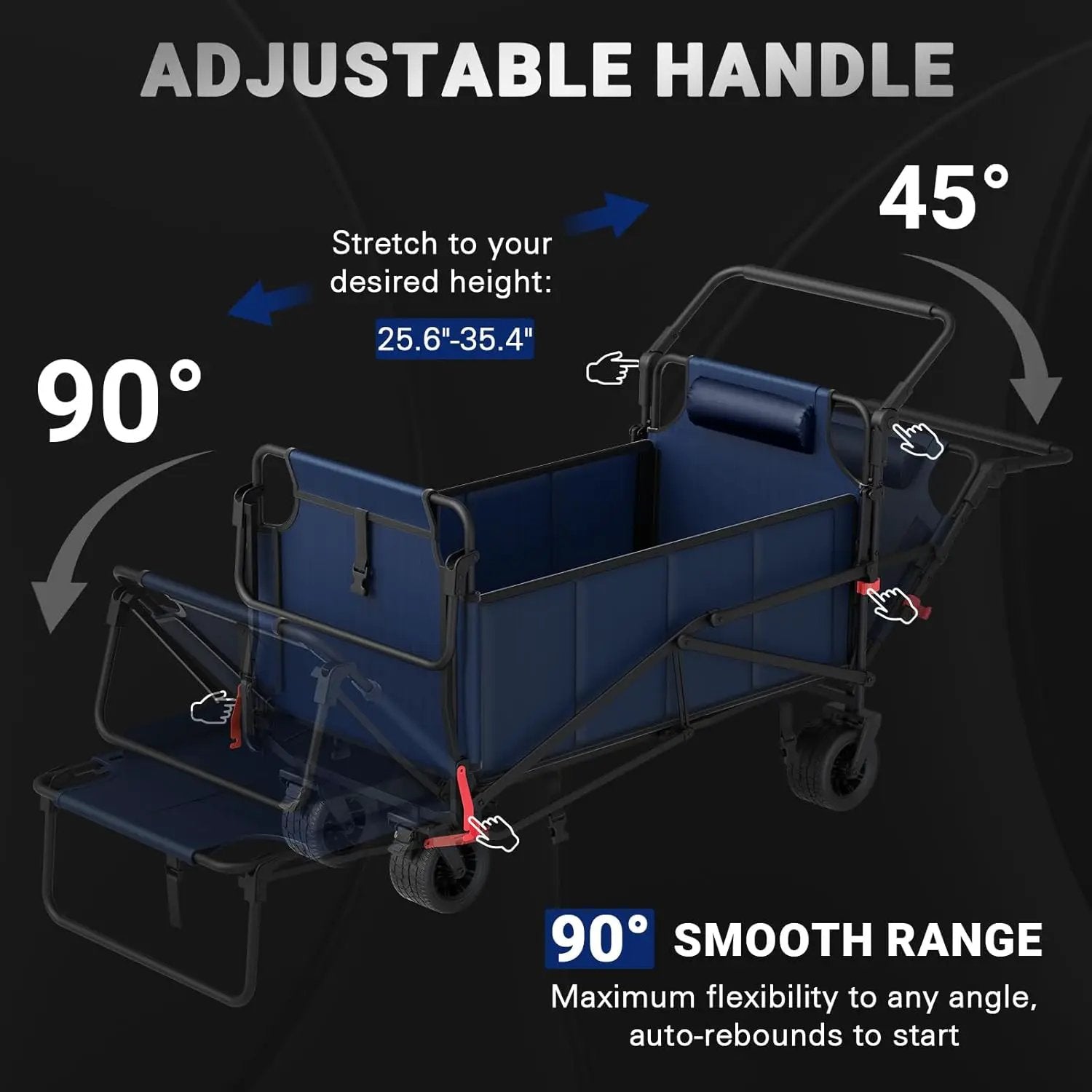 LEVELEVE Heavy Duty Folding Wagon - 2-in-1 Collapsible Cart, 400lb Capacity, All-Terrain Wheels w/Brakes & Side Pockets (Blue) by GreenHaven Gardens