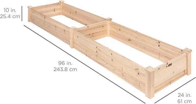 Best Choice Products 8x2ft Outdoor Wooden Raised Garden Bed Planter for Vegetables, Grass, Lawn, Yard - Natural by GreenHaven Gardens