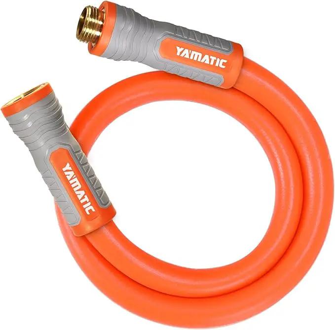 YAMATIC Heavy Duty Short Garden Hose 5/8 in x 3 ft with Swivel Fitting, Super Flexible Leader hose,All-weather, Lightweight, Burst 600 PSI by GreenHaven Gardens