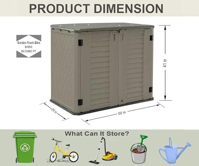HOMSPARK Storage Shed Weather Resistance, Multi-Purpose Outdoor Storage Cabinet for Backyards and Patios, Horizontal Storage Shed for Lawnmower, Patio Accessories (Coffee, Large - 26 cu.ft) by GreenHaven Gardens