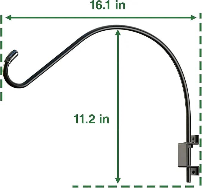 16 Inch 2 Pack Swivel Plant Hanger: Heavy Duty Hook for Bird Feeder, Plant, Flower Basket, Lantern, Wind Chime & More - Versatile Hanging Brackets Outdoor/Indoor Use Up to 22LB by GreenHaven Gardens