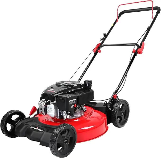 PowerSmart 21 in. Gas Lawn Mower with 144cc OHV Engine, 2-in-1 Push Mower with Mulching & Side-Discharge by GreenHaven Gardens