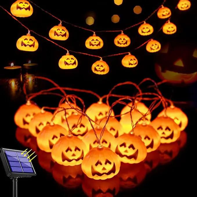 Large Halloween Solar String Lights Outdoor, Pumpkin Lights String with 8 Modes Indoor Outdoor Halloween Decorations Decor with 21.32ft 30 Pumpkin Lights for Halloween Party Yard Patio Bedroom by GreenHaven Gardens