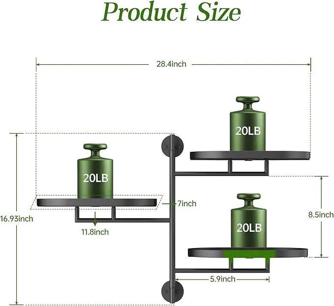 WIndow Sill Rotating Plant Stand Shelf Indoor Black Metal Floating Shelves 3-Tier Wall Mount Plant Holders for Living Room Wall Planter Modern Home Decor for Gardening by GreenHaven Gardens