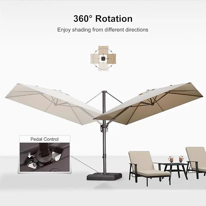 PURPLE LEAF 9 Feet Patio Umbrella Square Cantilever Umbrella Outdoor with 360° Rotation and Aluminum Offset Hanging for Pool Deck Garden Backyard, Beige by GreenHaven Gardens