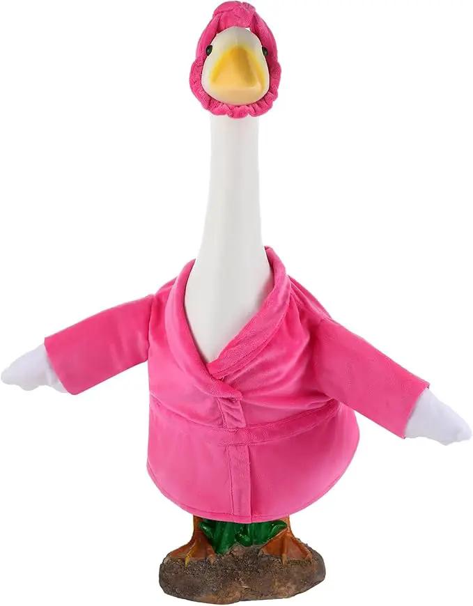 Christmas Lady Goose Outfit Bathrobe Porch Clothes for 23'' Cement Goose Outdoor Garden Yard Patio Statue Halloween Costume Decoration(Pink) by GreenHaven Gardens