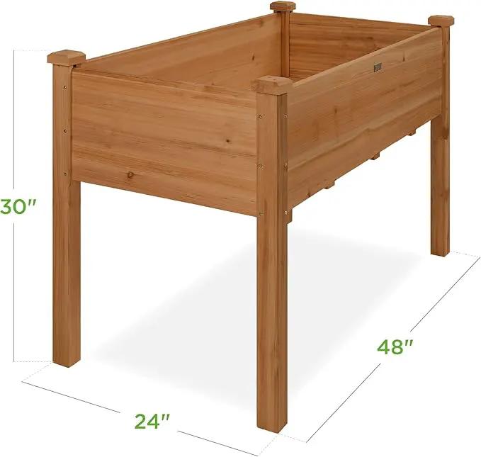 Best Choice Products 48x24x30in Raised Garden Bed, Elevated Wood Planter Box Stand for Backyard, Patio, Balcony w/Bed Liner, 200lb Capacity - Acorn Brown by GreenHaven Gardens