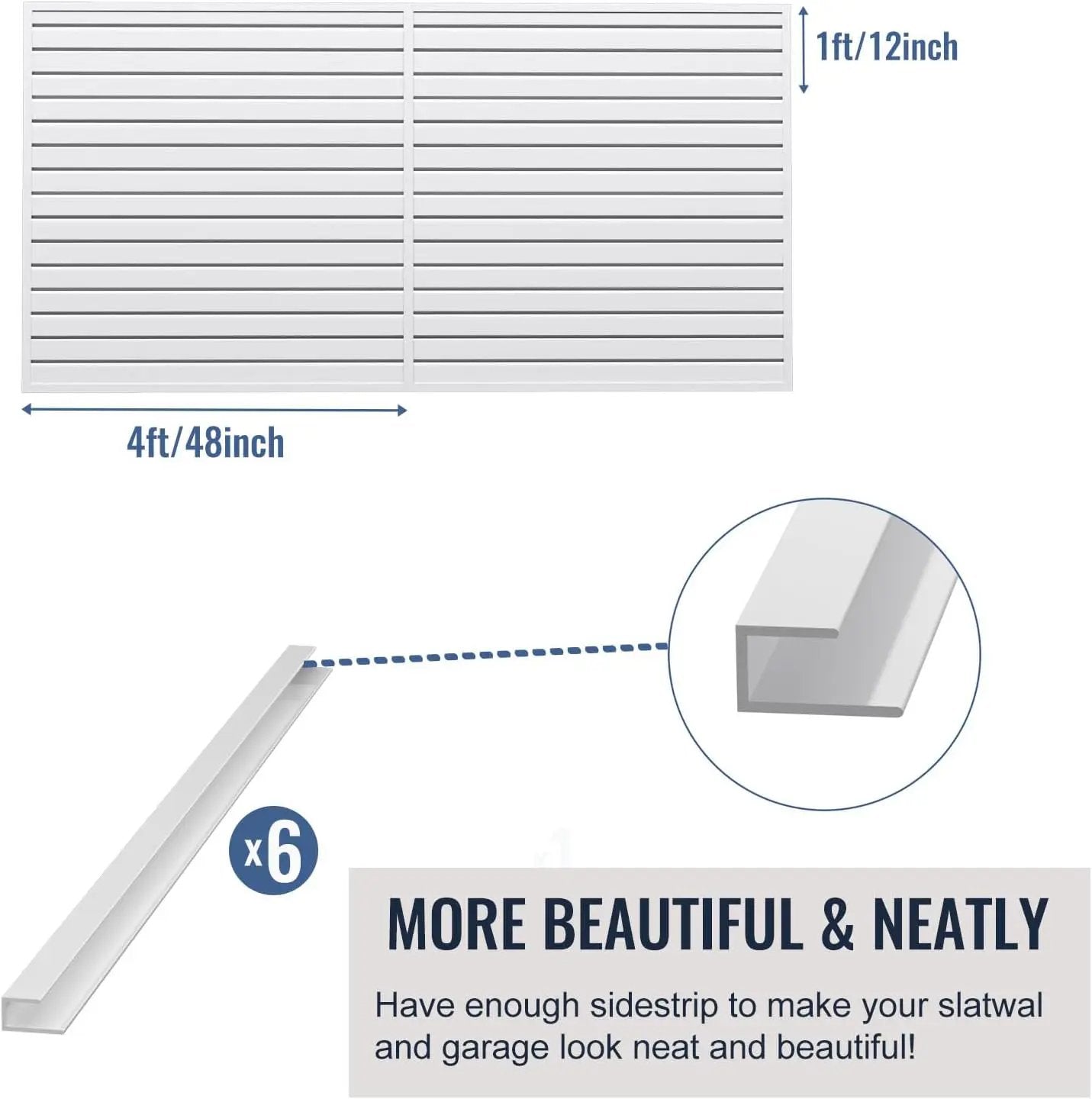 Slatwall Panel Garage Organizer PVC Slatwall Heavy Duty Wall Mounted Rack, Interlocking Slat Wall Panels for Tool Organization Peg Board(White 4 x 8 ft) by GreenHaven Gardens