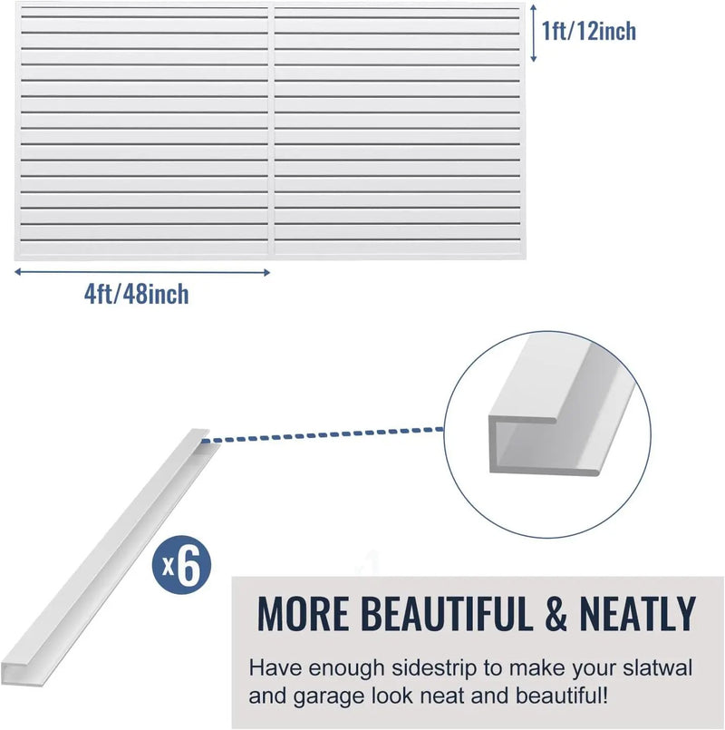 Slatwall Panel Garage Organizer PVC Slatwall Heavy Duty Wall Mounted Rack, Interlocking Slat Wall Panels for Tool Organization Peg Board(White 4 x 8 ft) by GreenHaven Gardens