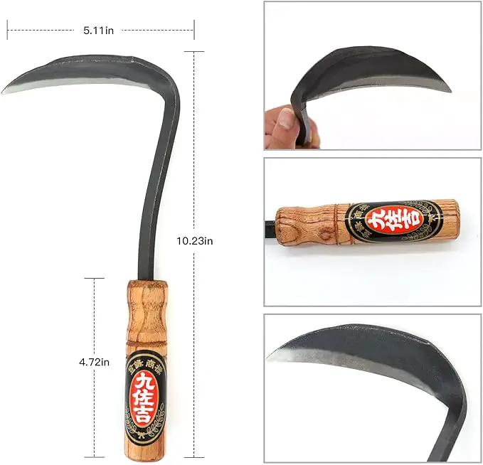 Kana Hoe 217 Japanese Garden Tool - Hand Hoe/Sickle is Perfect for Weeding and Cultivating. The Blade Edge is Very Sharp. (Beijing-022) by GreenHaven Gardens