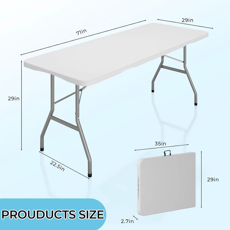 6ft Folding Table, Outdoor Foldable Table with HDPE Tabletop, Safety Locks, Easy to Carry and Store, No-Assembly Camping Table for Dining, Picnic, White by GreenHaven Gardens
