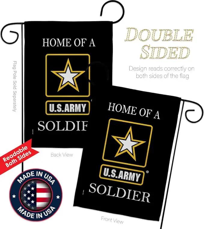 US Army Army Soldier Garden Flag Set Wall Holder Armed Forces Rangers United State American Military Veteran Retire Official House Decoration Banner Small Yard Lawn Proch, 13 x 18.5 inch, Made In USA by GreenHaven Gardens
