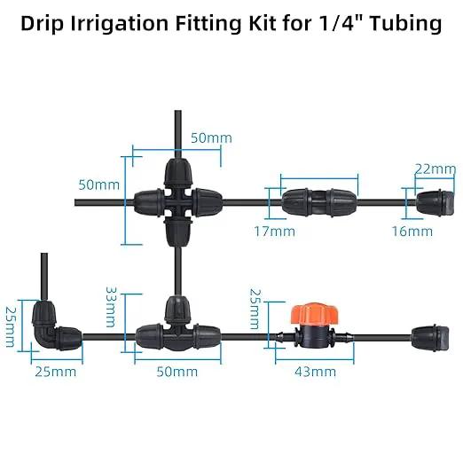 Drip Irrigation Fittings for 1/4 inch Tubing (0.16" ID x 0.28" OD), 20 Pcs Anti-Drop Locked Barbed Reducing Elbows for Drip Line Connectors by GreenHaven Gardens