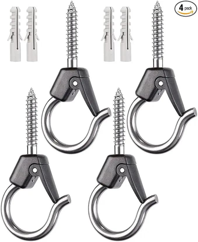 BeneLabel 4Pcs Wall Mount Ceiling Plant Hanger Hooks, Outdoor Hanging Brackets for Hanging Plant Light Outdoor Wire Fairy Lights Wind Chimes Bird Feeders, Safety Buckle Design, 3 1/4" by GreenHaven Gardens