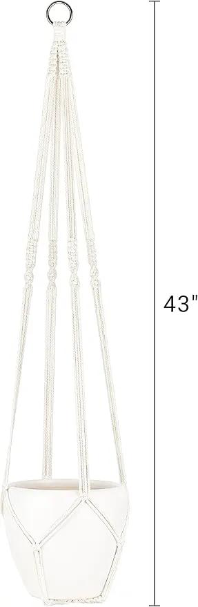 Dahey Macrame Plant Hanger Indoor Outdoor Hanging Planter Basket Large for up to 12" Pot Handmade Woven Cotton Rope Flower Pots Holder for Boho Home Decor, 43 Inch, Set of 2 by GreenHaven Gardens