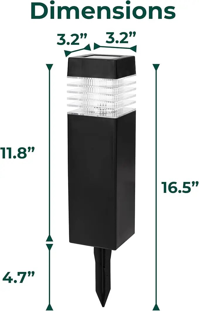 TECHKO Solar Small Bollard Rectangular Pathway Lights – 4-Pack, Dusk-to-Dawn, Weather-Resistant Outdoor LED Lighting by GreenHaven Gardens