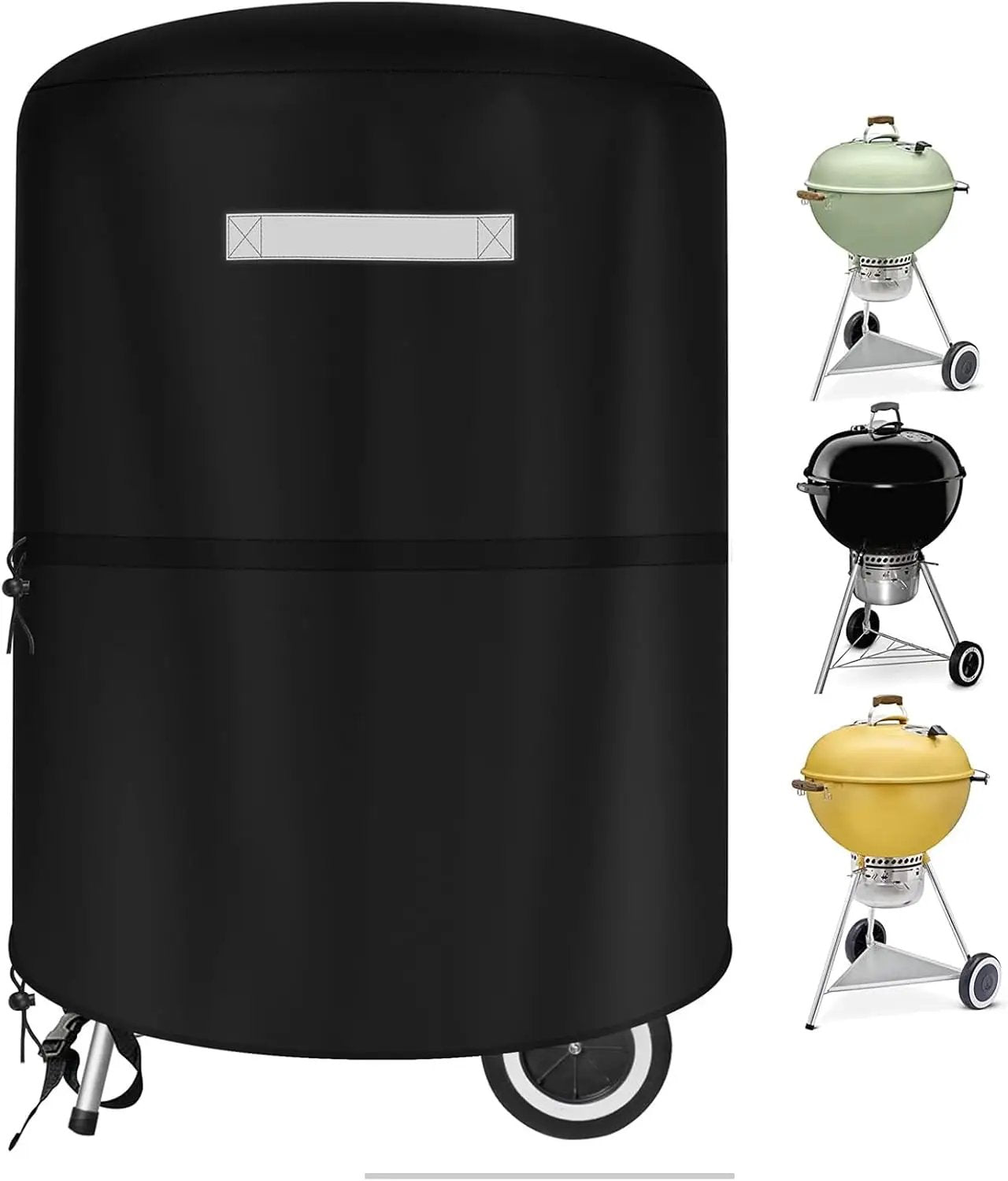 22 inch BBQ Gas Grill Cover for Outdoor Grill, Grill Cover for Weber 22 Inch Charcoal Kettle - Heavy Duty Waterproof Anti-UV Barbecue Cover for Weber Char-Broil 22 Inch Charcoal Kettle Grills, Black by GreenHaven Gardens