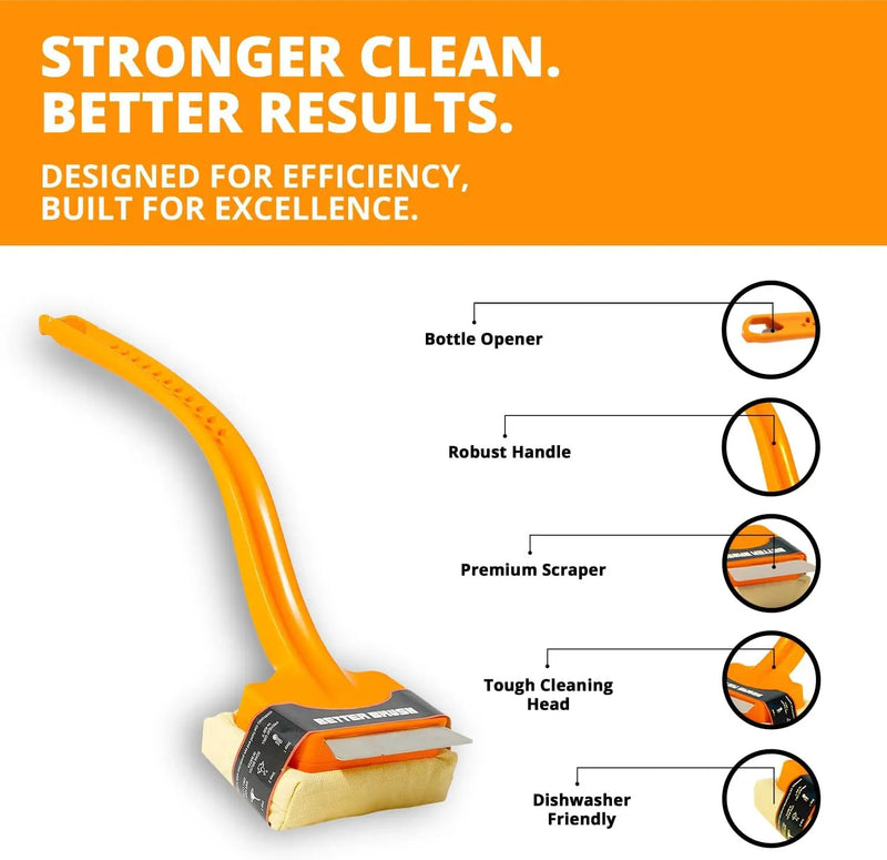 Grill Rescue BBQ Replaceable Scraper Cleaning Head - Bristle Free, Safe for Stainless Steel & Cast Iron Grates - Premium Aramid Fiber, Dishwasher Safe, Built-in Bottle Opener (Better Brush) by GreenHaven Gardens