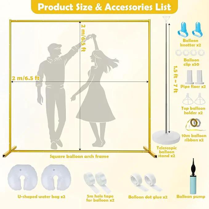 Wedding Arch Backdrop Stand 6.5FT Metal Backdrop Stand with 2 Pcs Adjustable Balloon Column Stand Gold Wedding Arch Frame for Birthday Party Graduation Baby Shower Ceremony Outdoor Supplies Décor by GreenHaven Gardens