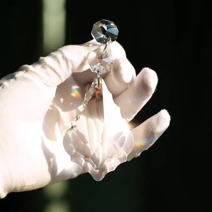 12pcs Crystal Chandelier Maple Leaf Prism Pendant Parts, 76mm Hanging Crystals Beads for Chandelier Wedding Decoration Clear by GreenHaven Gardens