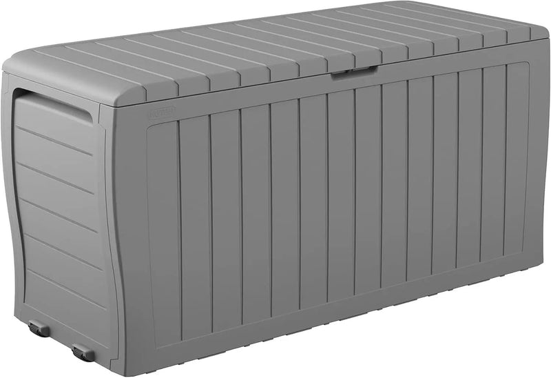 Keter Marvel Plus 71 Gallon Resin Deck Box-Organization and Storage for Patio Furniture Outdoor Cushions, Throw Pillows, Garden Tools and Pool Floats, Light Grey by GreenHaven Gardens