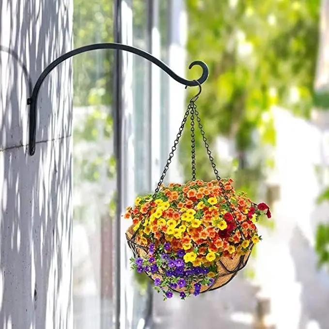 2 Pack Metal Hanging Planter Basket with Coco Coir Liner Chain Round for Garden Decoration Porch Indoor Outdoor (S Shape) by GreenHaven Gardens