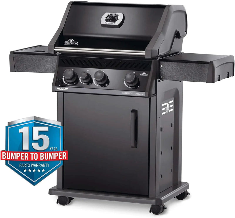 Napoleon Rogue 425 Natural Gas Grill with Range Side Burner, Black, 3 Stainless Steel Main Burners, Durable Heat Control by GreenHaven Gardens