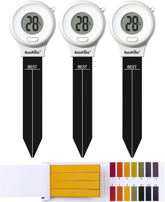 RAINPOINT Digital Compact Soil Moisture Meter for Indoor/Outdoor Plants, Soil Probe Hygrometer Sensor Tester Sets for Garden Lawn Farm, Easy Operation House Pot Plants Moisture Detector- 3 pcs by GreenHaven Gardens