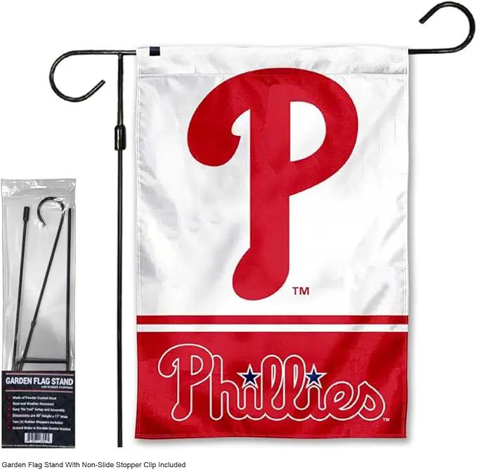 WinCraft Phillies Garden Flag with Stand Holder Flagpole by GreenHaven Gardens