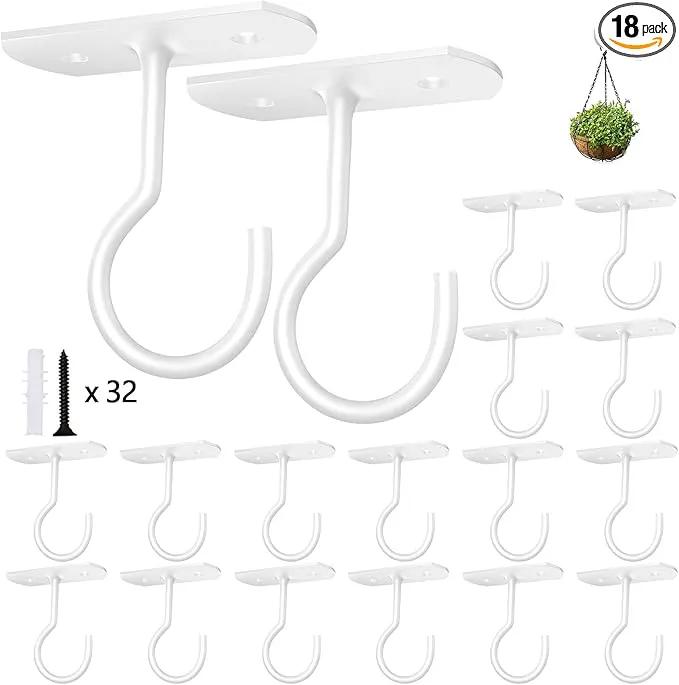 Ceiling Hooks for Hanging Plants 18Pack,2.5 inches White by GreenHaven Gardens
