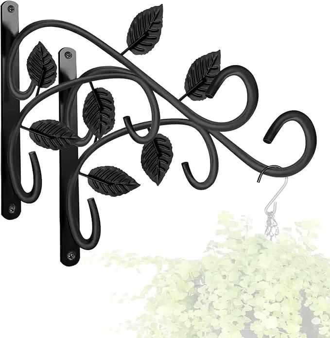 KABB 2 PCS Metal Hanging Hook Plants Brackets, 12 Inch Iron Wall Mount Bracket Durable Rust-Resistant Plant Hanger Hook for Hanging Plants Bird Feeder Wind Chimes Lantern by GreenHaven Gardens