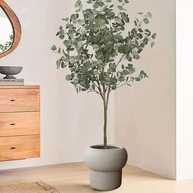 12.5" H x 14" Dia Large Concrete Planter-Heavyweight Outdoor Cement Flower Pot with Mushroom-Shaped Design for Patio, Garden, Porch, or Indoor Use-Modern Decorative Plant Container by GreenHaven Gardens