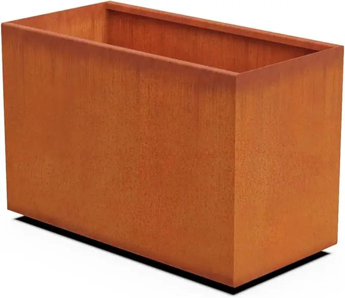 Corten Steel Planter Rectangle Outdoor Metal Garden Box Heavy Duty | Made in USA | Fully Assembled by GreenHaven Gardens