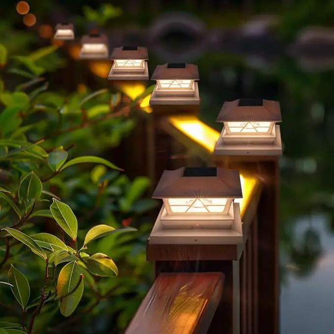 TW SHINE 2 Pack Solar Outdoor Fence Post Lights, 2 Modes Post Cap Lights Waterproof Warm White/Cool White for Yard, Garden, Porch, Patio Decor, for 4x4 5x5 6x6 Wood Posts, White by GreenHaven Gardens