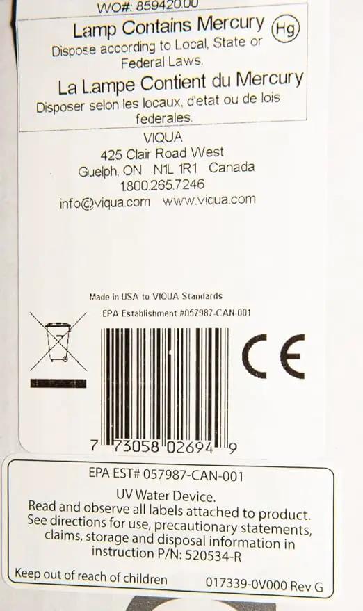 Viqua S810RL Replacement Water System UV Lamp for S8Q-PA by GreenHaven Gardens
