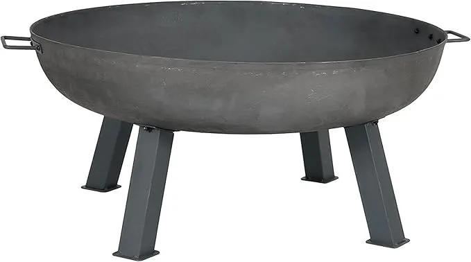 Sunnydaze 34-Inch Cast Iron Heavy-Duty Fire Pit for Outside - Wood-Burning Outdoor Fire Pit Bowl with Handles - Steel Finish by GreenHaven Gardens
