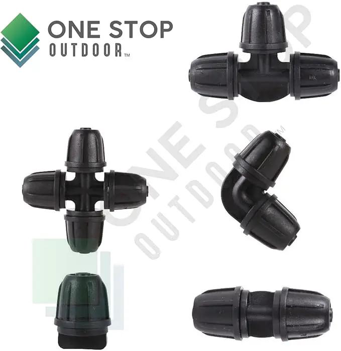 20-Pack Quick-Connect Locking 1/4" Drip Irrigation Tee Coupling Connectors, Upgraded 3-Way Tee Fittings for 1/4 Inch Irrigation Tubing, Drip Kit (Tee - 20 Pack) by GreenHaven Gardens