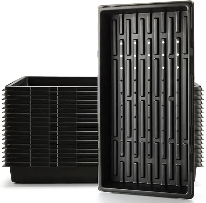 18Pcs 1020 Nursery Trays 10×20 Seedling Tray with Water Drainage Holes for Seeds Germination and Nursery 2.55" Deep (with Holes) by GreenHaven Gardens