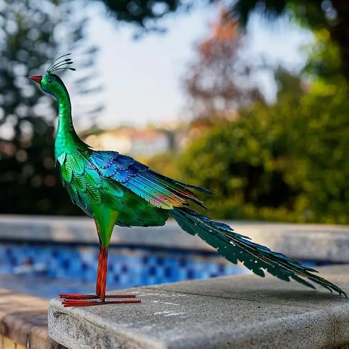 DREAMSOUL Peaock Garden Statues Metal Garden Sculptures & Statues Peacock Statue for Patio Yard Gift by GreenHaven Gardens