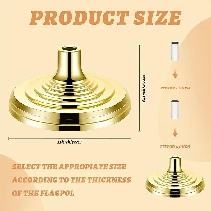 Leinuosen 4 Pcs Flag Holder Stand FlagPole Stand Flag Pole Base for Indoor Outdoor 1.3/1.1 Inch Diameter Flagpole Garden House Classroom Churches Meeting Party Flags Banner(Gold) by GreenHaven Gardens