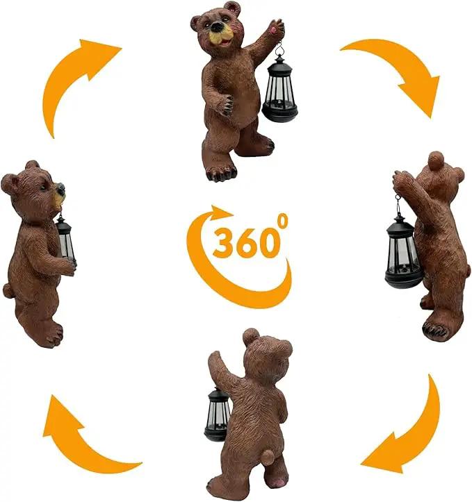 Solar Lantern Garden Statues Decor, Outdoor Bear Figurine Lights for Yard Patio Decoration - Unique Christmas Housewarming Gift for Grandma Wowen Mom Brown by GreenHaven Gardens