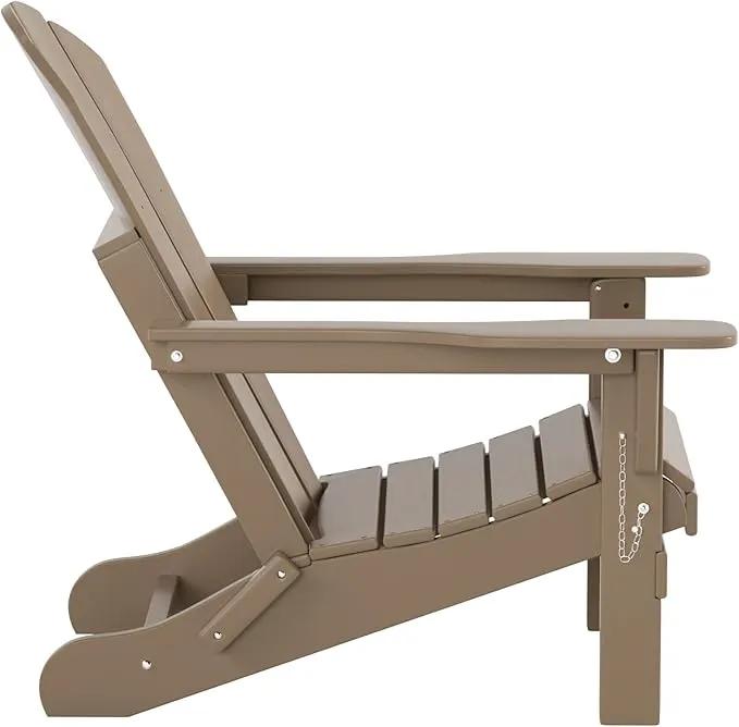 WO Home Furniture Adirondack Chairs Table Set of 3 PCS Outdoor Folding Chairs Coffee Table Weather/UV Resistant for Lawn, Garden, Bon Fire, Balcony (Weathered Wood) by GreenHaven Gardens