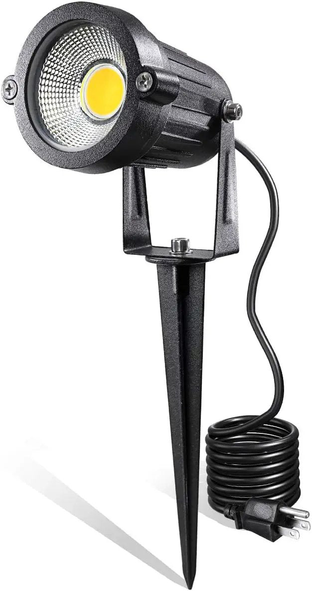 LED Landscape Lights,5W 120V AC Outdoor Pathway Garden Yard Spotlight,IP65 Waterproof Garden Flood Light,Outdoor Spotlight with Stake,UL Cord 5-ft with Plug (Pack of 1, Warm White) by GreenHaven Gardens