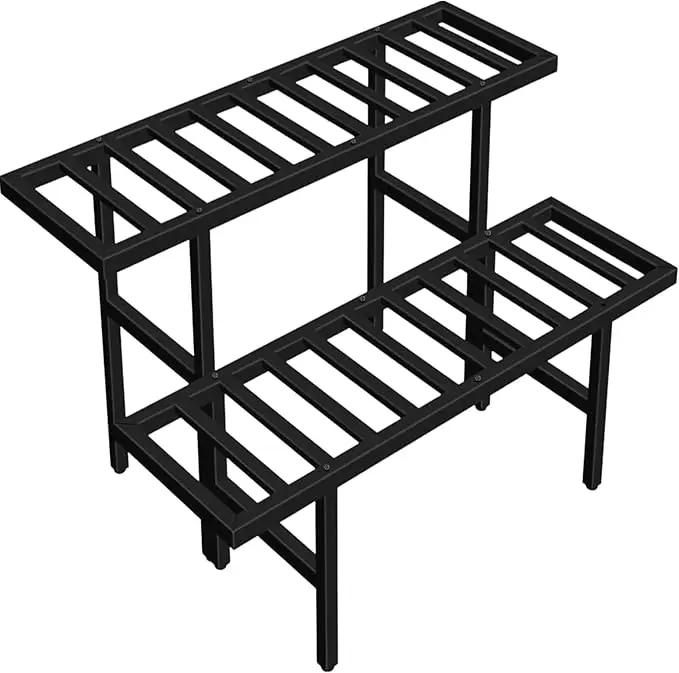 Plant Stand Indoor Outdoor, Heavy Duty Iron Pedestal Stands Metal Plant Stand for Indoor Outdoor, 2-Tier Sturdy Flower Stand Display Plant Shelf by GreenHaven Gardens